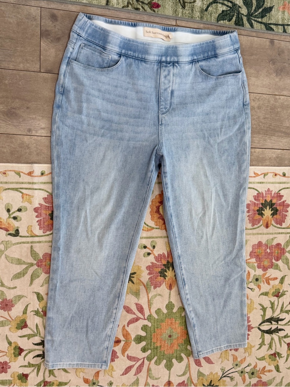 Vintage Y2K Soft Surroundings Women’s Light Blue Denim Pull On Jeans Size XL